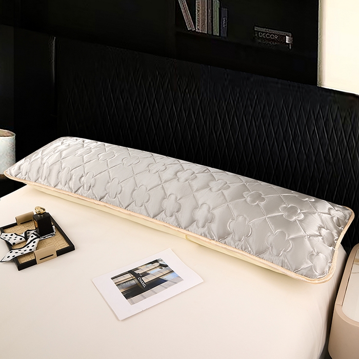 91家纺网 家纺一手货源 找家纺 梦舒羽 2025新款夏季冰丝凉感夹棉枕套双人情侣枕头套加长加厚枕芯套1.5m内胆套 夹棉加厚-典雅灰