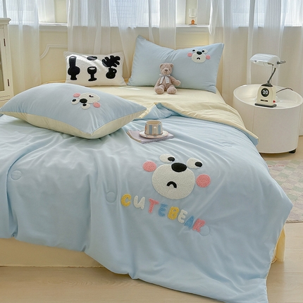 91家纺网 家纺一手货源 找家纺 （总）眠帛家居 2025新款A类水洗皱皱纱毛巾绣夏被四件套