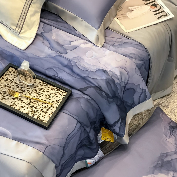 91家纺网 家纺一手货源 找家纺 若未家居 LOVEWE HOUSE 2025新中式60天丝床盖夏被四件套水墨