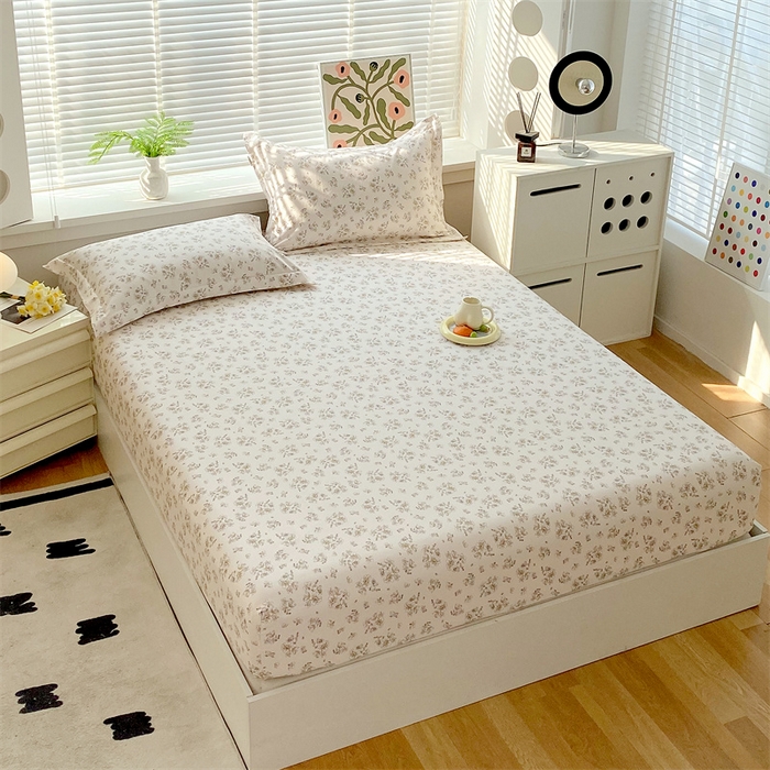 91家纺网 家纺一手货源 找家纺 凯磊2025新款老粗布印花单品床笠床笠单件 淡彩花语