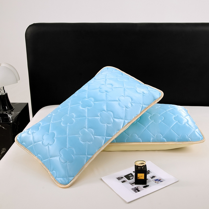 91家纺网 家纺一手货源 找家纺 梦舒羽 2025新款夏季冰丝凉感夹棉枕套单人一对装可水洗加厚枕头套宿舍48x74cm枕芯套 夹棉加厚-天空蓝