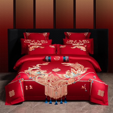 91家纺网 家纺一手货源 找家纺 （总） 博之洋 2025新款全棉长绒棉婚庆刺绣四件套多件套系列