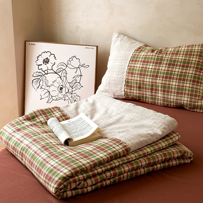 91家纺网 家纺一手货源 找家纺 曼町家居 2025春夏新款全棉纯棉双层纱法式镂空立体大花边夏被夏凉被空调被四件套 洛可可恋