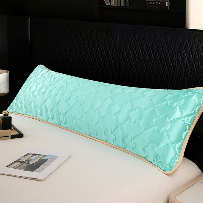 91家纺网 家纺一手货源 找家纺 梦舒羽 2025新款夏季冰丝凉感夹棉枕套双人情侣枕头套加长加厚枕芯套1.5m内胆套 夹棉加厚-水蓝色