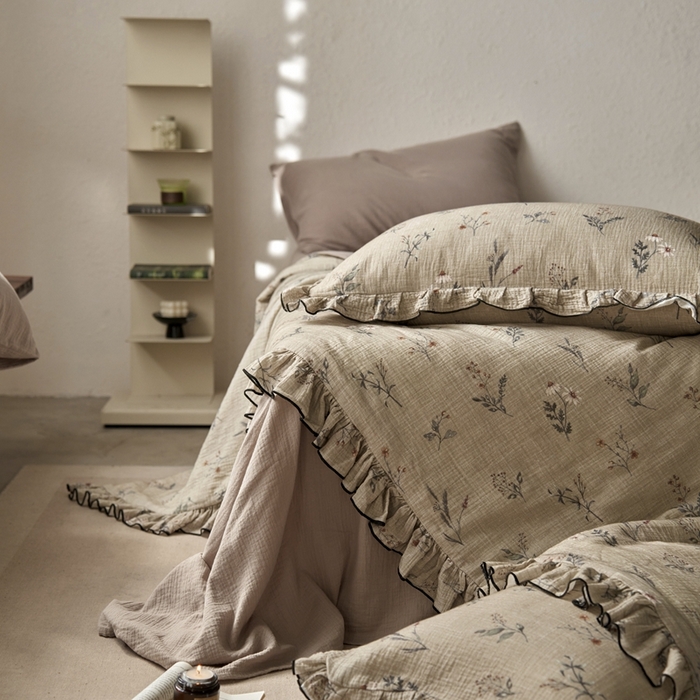 91家纺网 家纺一手货源 找家纺 安莱生活2025新款A类全棉双层皱皱纱夏凉被 夏被 织麦-咖