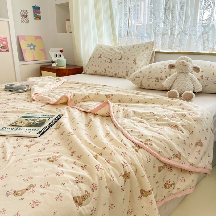 91家纺网 家纺一手货源 找家纺 葡萄家 2025新款A类母婴级大豆纤维牛奶丝针织棉夏凉被（提供买家秀）花粉