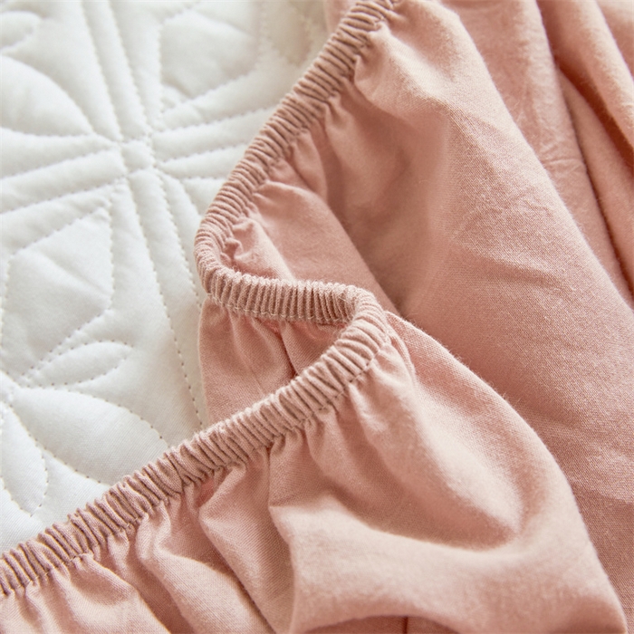 91家纺网 家纺一手货源 找家纺 3C 2025全棉蚕丝蛋白夹棉床笠 天星花-樱花粉