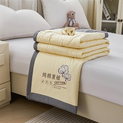 被多多 2025新款全棉纯棉羽丝棉夏被夏凉被空调被 奶油黄