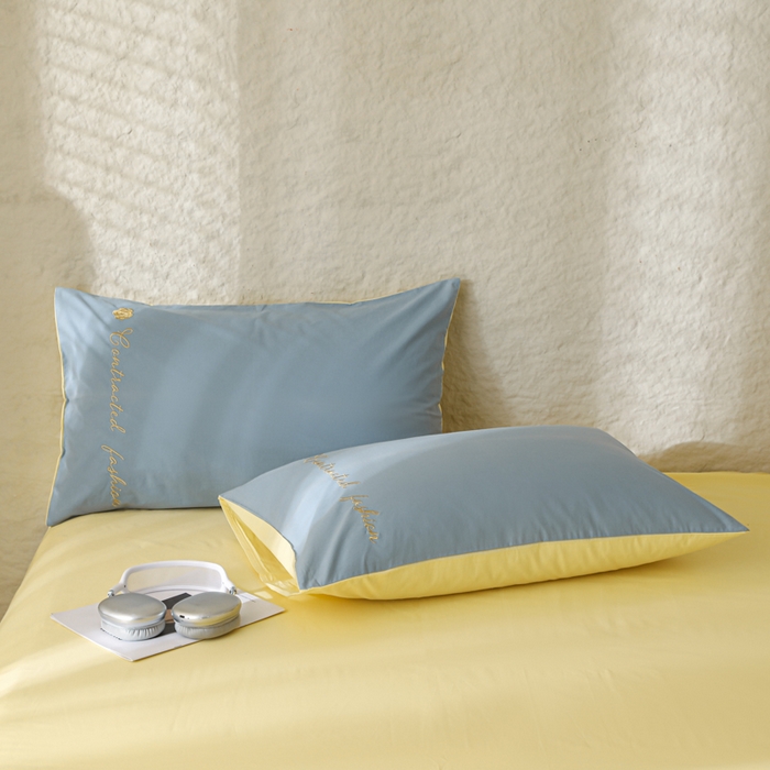 91家纺网 家纺一手货源 找家纺 简宜家居（朝初家纺） 2025新款纯棉刺绣山茶花大豆被 山茶花-蓝黄