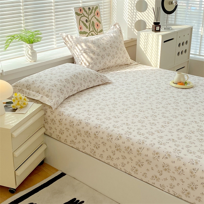 91家纺网 家纺一手货源 找家纺 凯磊2025新款老粗布印花单品床笠床笠单件 淡彩花语