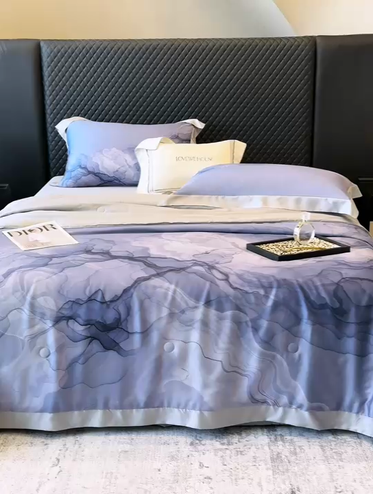 91家纺网 家纺一手货源 找家纺 若未家居 LOVEWE HOUSE 2025新中式60天丝床盖夏被四件套水墨
