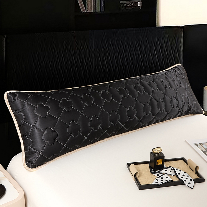 91家纺网 家纺一手货源 找家纺 梦舒羽 2025新款夏季冰丝凉感夹棉枕套双人情侣枕头套加长加厚枕芯套1.5m内胆套 夹棉加厚-尊贵黑