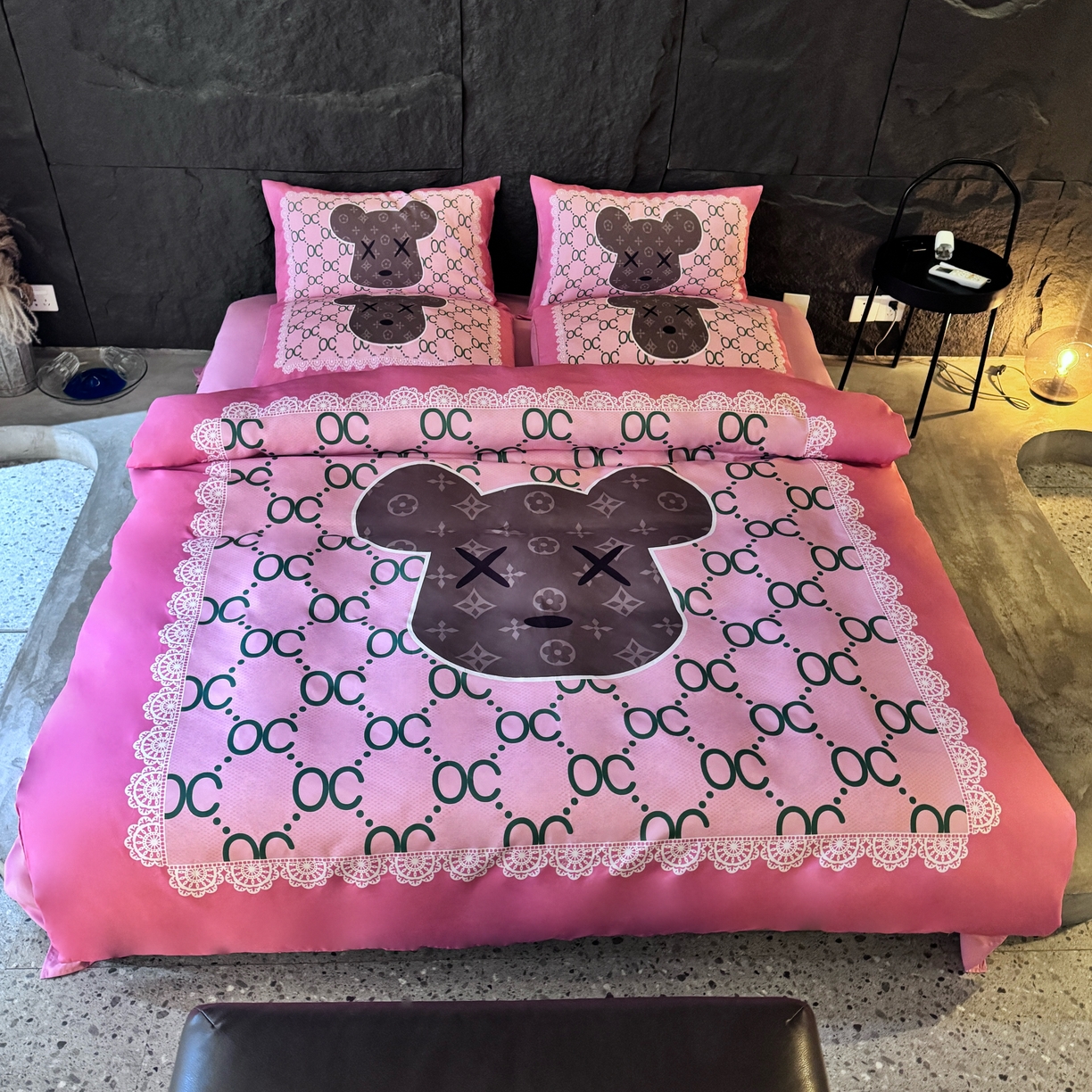 91家纺网 家纺一手货源 找家纺 丽斐 2025新款磨毛数码印花四件套 磨毛粉色ccoco