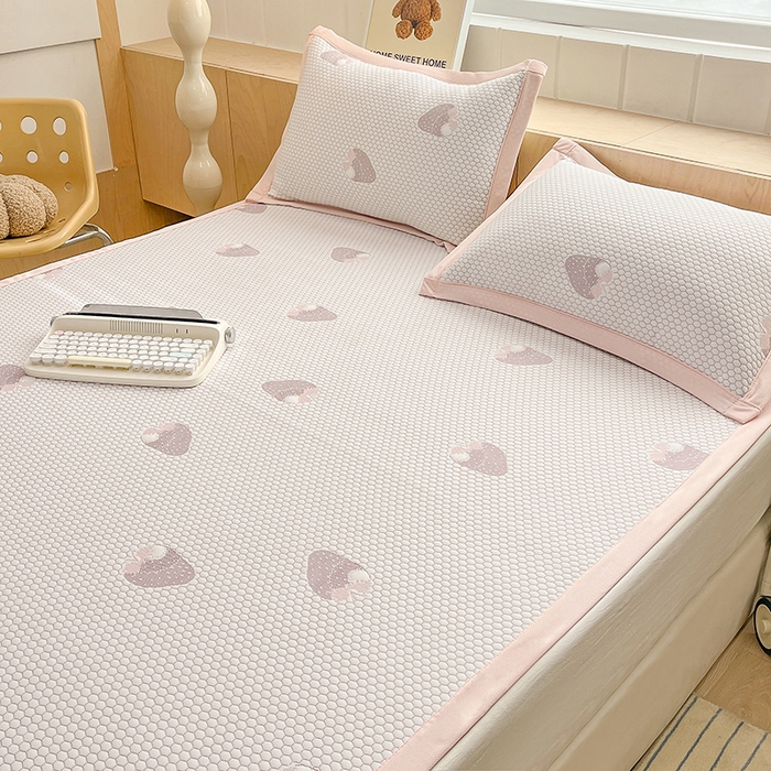 91家纺网 家纺一手货源 找家纺 （总）绣女坊 2025新款冰豆豆提花凉席三件套