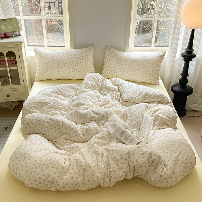 91家纺网 家纺一手货源 找家纺 初念 2025新款云感针织双层纱三件套-四件套【提供买家秀】 橘子海