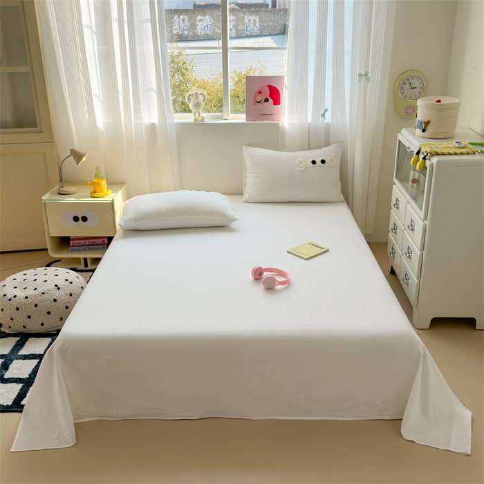 91家纺网 家纺一手货源 找家纺 丽涵家纺 2025新款全棉大雁纹单品床单床单三件套 good象牙白