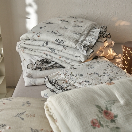 安莱生活2025新款A类全棉双层皱皱纱夏凉被 叠拍图（仅供参考）