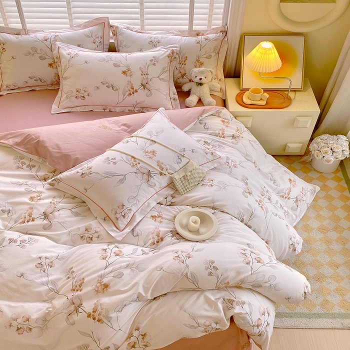 91家纺网 家纺一手货源 找家纺 星期三  2025年4月新款铂金全棉纯棉13372四件套 加微信有会员价 花佳境-咖