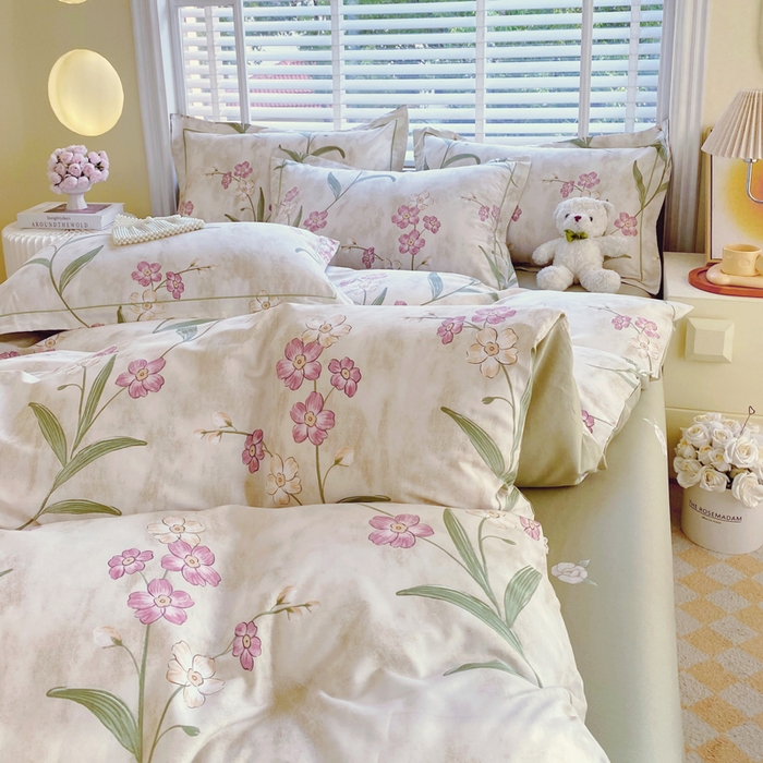 91家纺网 家纺一手货源 找家纺 星期三  2025年4月新款铂金全棉纯棉13372四件套 加微信有会员价 花枝草蔓