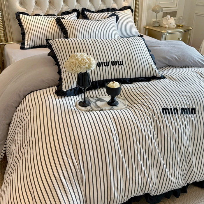 91家纺网 家纺一手货源 找家纺 （总）千希家纺2025新款法式花边水洗棉小香风绣花刺绣四件套