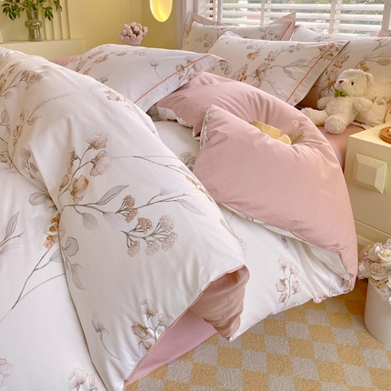 星期三  2025年4月新款铂金全棉纯棉13372四件套 加微信有会员价 花佳境-咖