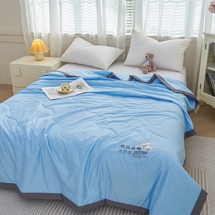 91家纺网 家纺一手货源 找家纺 被多多 2025新款全棉纯棉羽丝棉夏被夏凉被空调被 天空蓝