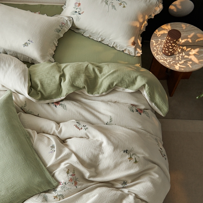 91家纺网 家纺一手货源 找家纺 （总）安莱生活2025年新款全棉精梳棉双层纱绉纱数码印花四件套及夏凉被系列3