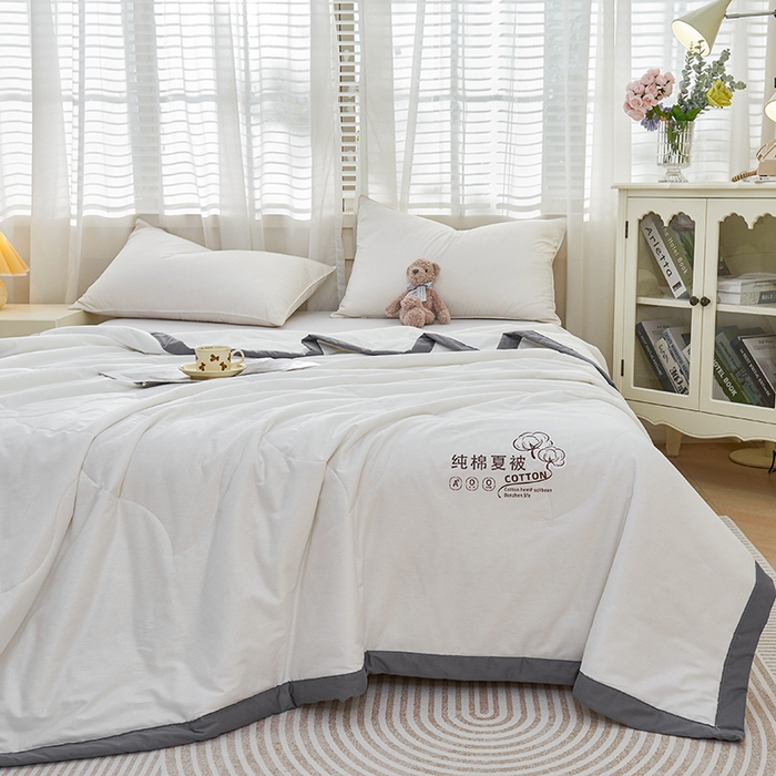 91家纺网 家纺一手货源 找家纺 被多多 2025新款全棉纯棉羽丝棉夏被夏凉被空调被 珍珠白