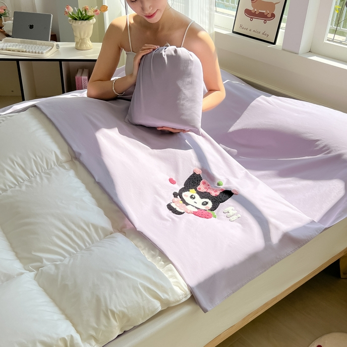 91家纺网 家纺一手货源 找家纺 柒星睡袋 2025新款款40支全棉纯色毛巾绣可拆分隔脏睡袋 洛咪 紫