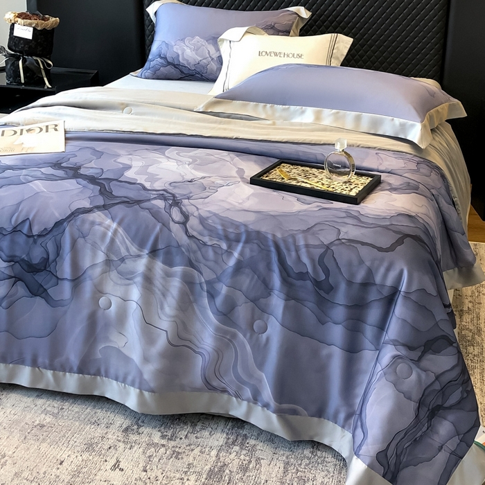 91家纺网 家纺一手货源 找家纺 若未家居 LOVEWE HOUSE 2025新中式60天丝床盖夏被四件套水墨