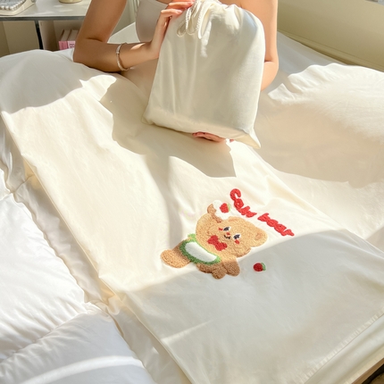 91家纺网 家纺一手货源 找家纺 （总）柒星睡袋 2025新款款40支全棉纯色毛巾绣可拆分隔脏睡袋