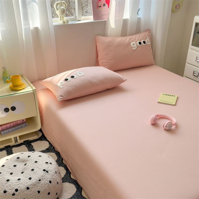 91家纺网 家纺一手货源 找家纺 丽涵家纺 2025新款全棉大雁纹单品床单床单三件套 good豆沙粉