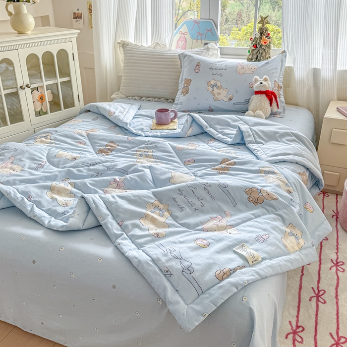 91家纺网 家纺一手货源 找家纺 欧喜璐 2025新款里外全棉夏凉被奶油阿布-兰