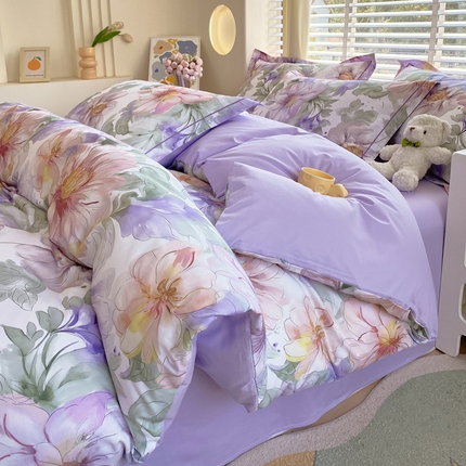 星期三  2025年4月新款铂金全棉纯棉13372四件套 加微信有会员价 花的旅途