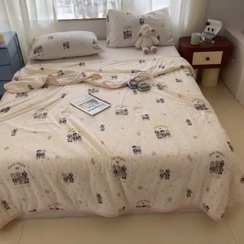 91家纺网 家纺一手货源 找家纺 葡萄家 2025新款A类母婴级大豆纤维牛奶丝针织棉夏凉被（提供买家秀）晚安熊