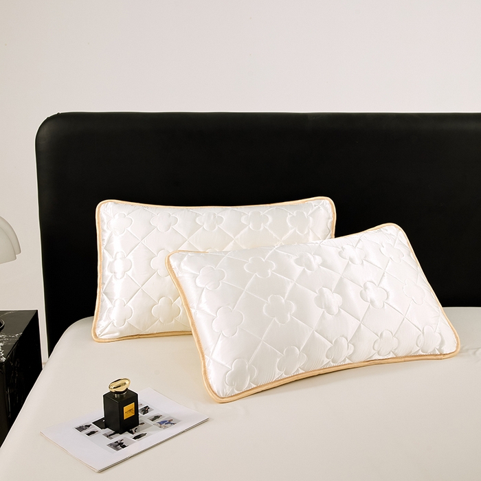 91家纺网 家纺一手货源 找家纺 梦舒羽 2025新款夏季冰丝凉感夹棉枕套单人一对装可水洗加厚枕头套宿舍48x74cm枕芯套 夹棉加厚-珍珠白