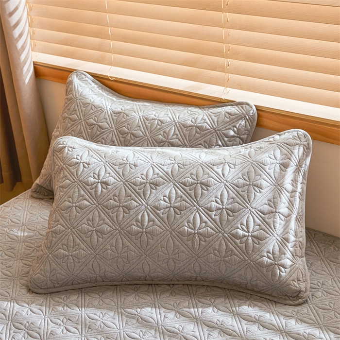 91家纺网 家纺一手货源 找家纺 3C 2025全棉蚕丝蛋白夹棉床笠 天星花-星辰灰