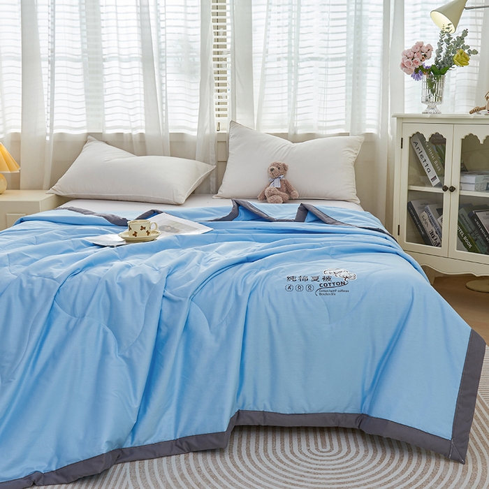91家纺网 家纺一手货源 找家纺 被多多 2025新款全棉纯棉羽丝棉夏被夏凉被空调被 天空蓝