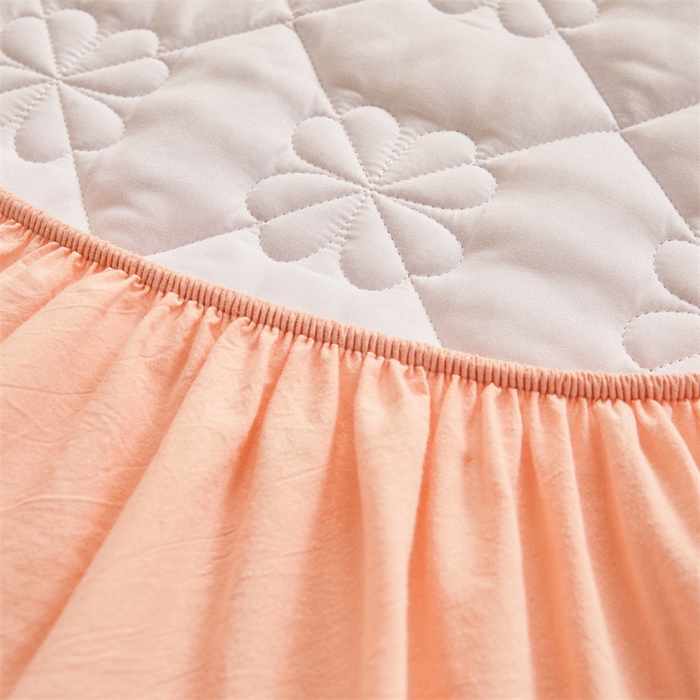 91家纺网 家纺一手货源 找家纺 3C 2025新款A类全棉四叶草防水隔脏床笠 防水 浅语-香妃粉