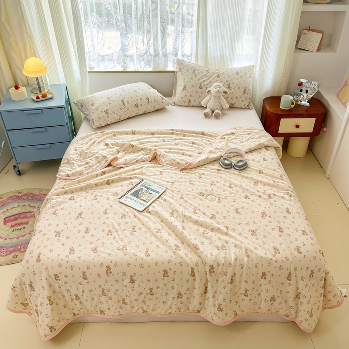 91家纺网 家纺一手货源 找家纺 葡萄家 2025新款A类母婴级大豆纤维牛奶丝针织棉夏凉被（提供买家秀）花粉