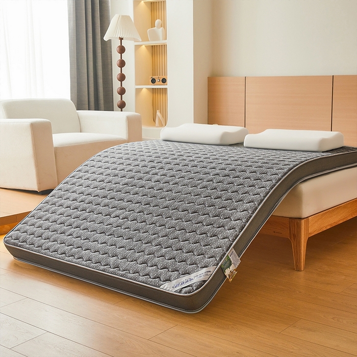 91家纺网 家纺一手货源 找家纺 锦逸2025新款针织棉乳胶海绵床垫 灰