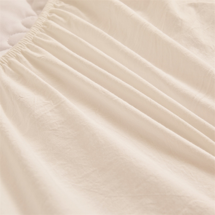 91家纺网 家纺一手货源 找家纺 3C 2025新款A类全棉四叶草防水隔脏床笠 防水 浅语-云朵白