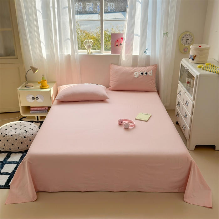 91家纺网 家纺一手货源 找家纺 丽涵家纺 2025新款全棉大雁纹单品床单床单三件套 good豆沙粉