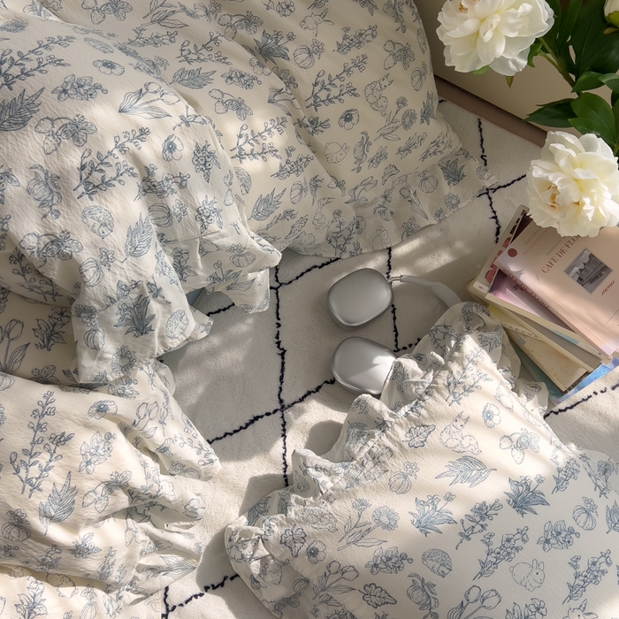 91家纺网 家纺一手货源 找家纺 希丞家居 2025新款云感提花双层纱花边四件套 魔法森林