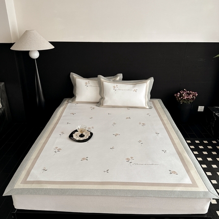 三味舒屋 2025新款凉感抗菌南法恬谧系列大版数码印花冰丝床席-床笠 米蕾黄-床席款