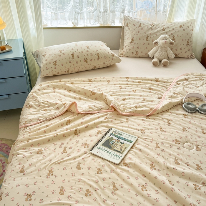 91家纺网 家纺一手货源 找家纺 葡萄家 2025新款A类母婴级大豆纤维牛奶丝针织棉夏凉被（提供买家秀）花粉