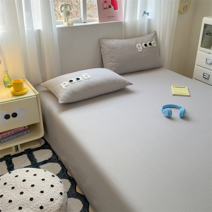 91家纺网 家纺一手货源 找家纺 丽涵家纺 2025新款全棉大雁纹单品床单床单三件套 good银沙灰