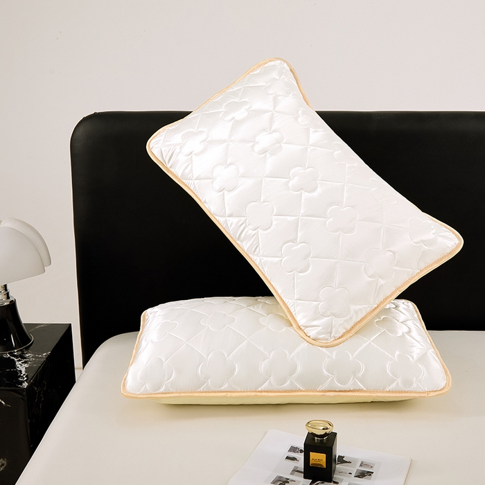 91家纺网 家纺一手货源 找家纺 梦舒羽 2025新款夏季冰丝凉感夹棉枕套单人一对装可水洗加厚枕头套宿舍48x74cm枕芯套 夹棉加厚-珍珠白