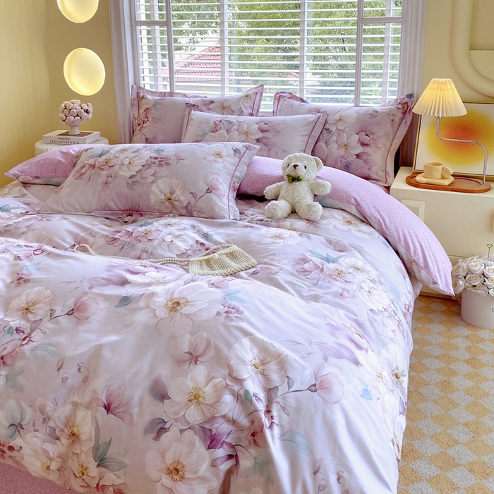 91家纺网 家纺一手货源 找家纺 星期三  2025年4月新款铂金全棉纯棉13372四件套 加微信有会员价 橙日幽香