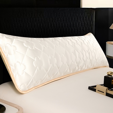 梦舒羽 2025新款夏季冰丝凉感夹棉枕套双人情侣枕头套加长加厚枕芯套1.5m内胆套 夹棉加厚-珍珠白